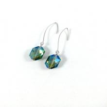 Green Crystal Earrings, Blue Crystal Earrings, Crystal Dangle Earrings, Silver Crystal Earrings, Crystal Gemstone Earrings