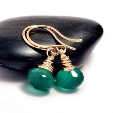 Green Onyx Gold Drop Earrings  Gold Filled  Emerald Green Gemstone Earrings  Earrings UK