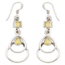 Hand Crafted Citrine and Sterling Silver Dangle Earrings, 'Gold Ice'