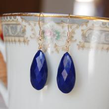 Lapis Lazuli Earrings , Gemstone Earrings , Gold Filled Lapis , Blue Gold Dangle Earrings