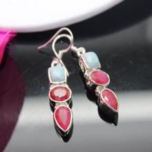 Larimar earrings, Ruby Earrings, Sterling Silver Earrings, Gemstone Earrings