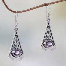 Lilac Amethyst and Sterling Silver Dangle Earrings from Bali, 'Mount Agung Lilac'