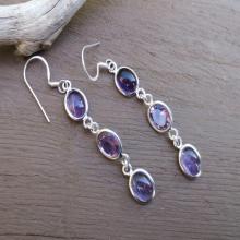 Long Amethyst Silver Earrings, Purple Amethyst Gemstone Earrings, Dangle Earrings, Amethyst Jewelry