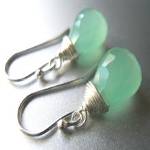 Mint Green Chalcedony gemstone earrings, Minty Fresh Teeny earrings, Mint Green Dangle Earrings, Gemstone Earrings