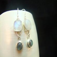 Moonstone & Labradorite Gemstone Sterling Silver Earrings Inspired by Snowdonia