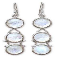 Moonstone Earrings from India Sterling Silver Jewelry, 'Icy Dew'