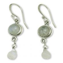 Moonstone Earrings in Sterling Silver Handmade in India, 'Shimmer'