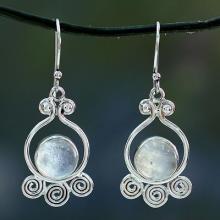 Moonstone dangle earrings, 'Shimmer'