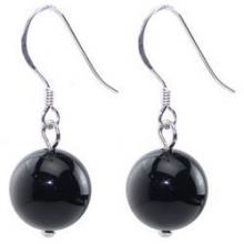 Natural Black Onyx Gemstone Bead earrings