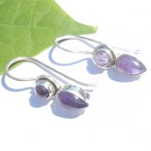 Natural Cab Amathyst Gemstone Earrings Birthstone Earrings  Bezel Set Handmade Earrings  Designer Earrings