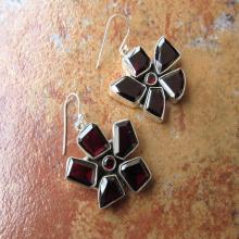 Natural Garnet Sterling Silver Earrings, Gemstone Jewelry, 925 Sterling Silver Earring, Red Dangle Earrings