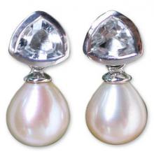 Pearl and Topaz Earrings from Thailand, 'Sweet Soul'