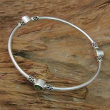 Peridot and Silver 925 Bangle Bracelet (large)