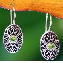 Peridot drop earrings, 'Desire