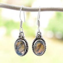 Petite Labradorite Earrings Oxidized Sterling Silver Gemstone Earrings Dangle Earrings Blue Flash Blue Gray Fashion Earrings