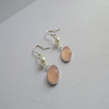 Pink Chalcedony Earrings, Pink Gemstone Earrings