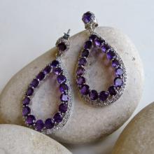 Purple Amethyst Earrings- Amethyst Earrings- Statement Earrings- Purple Stone Earring- Chunky Earrings- Gemstone Earring