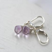 Purple Earrings, Small Gem Earrings, Semi Precious Stone Earrings, Small Purple Earring, Amethyst Earring, Gemstone Earring, Purple Amethyst