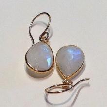 Rainbow Moonstone Earrings BIG Genuine Moonstone Gemstone Earrings  STATEMENT Rainbow Moonstone 14KT Earrings Weddings