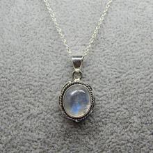 Rainbow Moonstone Necklace, Sterling Silver And Rainbow Moonstone Oval Pendant, Silver Pendant, Gem Stone Necklace