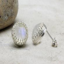 Rainbow moonstone earrings,silver post earrings,delicate round earrings,gemstone earrings,silver earrings