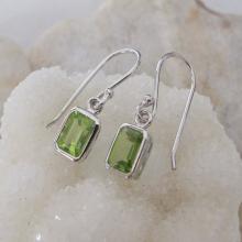 Rectangular Shaped Peridot Earrings- Rectangle Earrings- Gemstone Earrings- August Birthstone Earrings