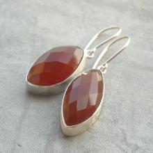 Red Marquise earrings - Marquise cut earrings - Red earrings - Faceted Carnelian earrings - Bezel earrings