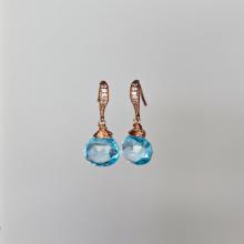 Rose gold Swiss Blue TOPAZ Swiss blue topaz earrings  december birthstone holiday gifts for her