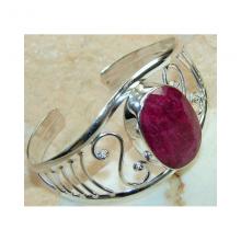 Ruby Faceted Bangle 925 Sterling Silver d