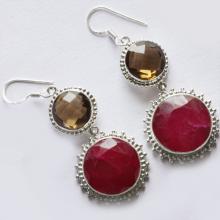 Ruby Gemstone Earring 925 Solid Silver Handmade Jewelry