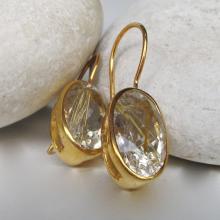 Rutilated Quartz Earring- Quartz Earring- Gemstone Earring- Dangle Earring- Gold Rutile Earring- Statement Earring