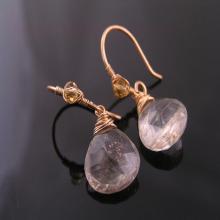 Rutilated Quartz Earrings in Solid Bronze, Wire Wrapped Earrings, Artisan Earrings, Handmade Earrings, Large Gemstone Earrings, Gem Jewelry