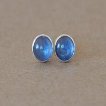 Sapphire Earrings handmade with Sterling Silver Studs. 5mm Cornflower blue Sapphire Cabochon Gemstones earrings