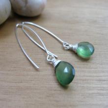 Serpentine Earrings Sterling Silver Dangle Earrings Green Gemstone Earrings Minimalist Earrings Minimalist Jewelry