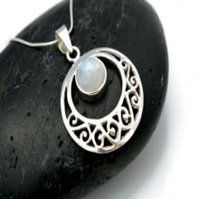 Silver Rainbow Moonstone Nekclace - Pendant - 925 Large Silver Rainbow Moonstone Pendant -Gemstone Silver Pendant -Rainbow Moonstone Jewelry