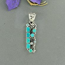Sleeping Beauty Arizona Turquoise, Blue Topaz Gemstone Pendant, Cocktail Pendant, Fine Gift Jewelry, 925 Sterling Silver Pendant