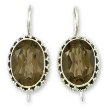 Smoky Quartz Earrings Sterling Silver Jewelry, 'Dazzle'