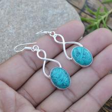 Stabilized Turquoise Gemstone Earrings - 925 Silver Dangle Earrings Jewelry- Women's Gift Jewelry- Gemstone Gift Earrings Jewelry