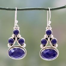 Sterling Silver Jewelry Lapis Lazuli Earrings, 'Love Foretold'