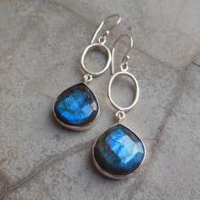 Sterling Silver Labradorite earrings - Dangle earrings - Bezel set earrings - Gemstone earrings - Jewelry gift ideas