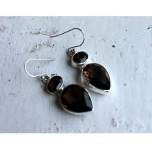 Sterling Silver Smoky Quartz Earrings, 925 Sterling Silver Jewelry, Brown Gemstone Earrings