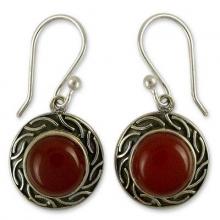 Sterling Silver and Carnelian Earrings, 'Delicious Elegance'