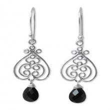 Sterling Silver and Onyx Dangle Earrings, 'Celebrate Love'