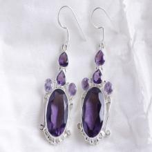 Superb Amethyst Quartz Earring, Designer Purple Earring, Solid Sterling Silver Gemstone