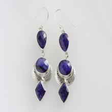 Superb Sapphire Earring Wisdom Stone Blue Color Solid Sterling Silver Gemstone