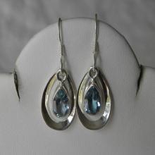 Topaz Earrings Lovely Handmade Earrings  Faceted Blue Semiprecious Gemstone Dangling Sterling Silver  Women's Jewelry