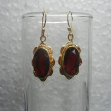 Trendy Red Quartz Gold Plated Earrings, Gemstone Earrings