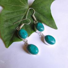 Turquoise Earring - Gemstone earring - dangle earring - Artisan earring- bezel set - 925 sterling silver - Christmas Gift - gift for her