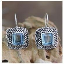 Unique Indonesian Blue Topaz and Silver Earrings, 'Java Skies' 2