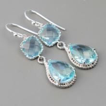 Wedding Jewelry - Silver Aquamarine Earrings - Glass Drop Earrings - Light Blue Bridesmaid Earrings - Bridesmaid Jewelry